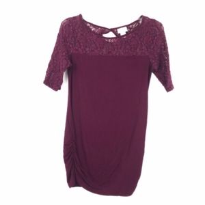 Motherhood Maternity Burgundy Lace Detail Blouse